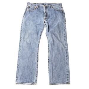 Levi's 501 Mens Jeans 36x30 Medium Wash Blue Straight Leg Button Fly